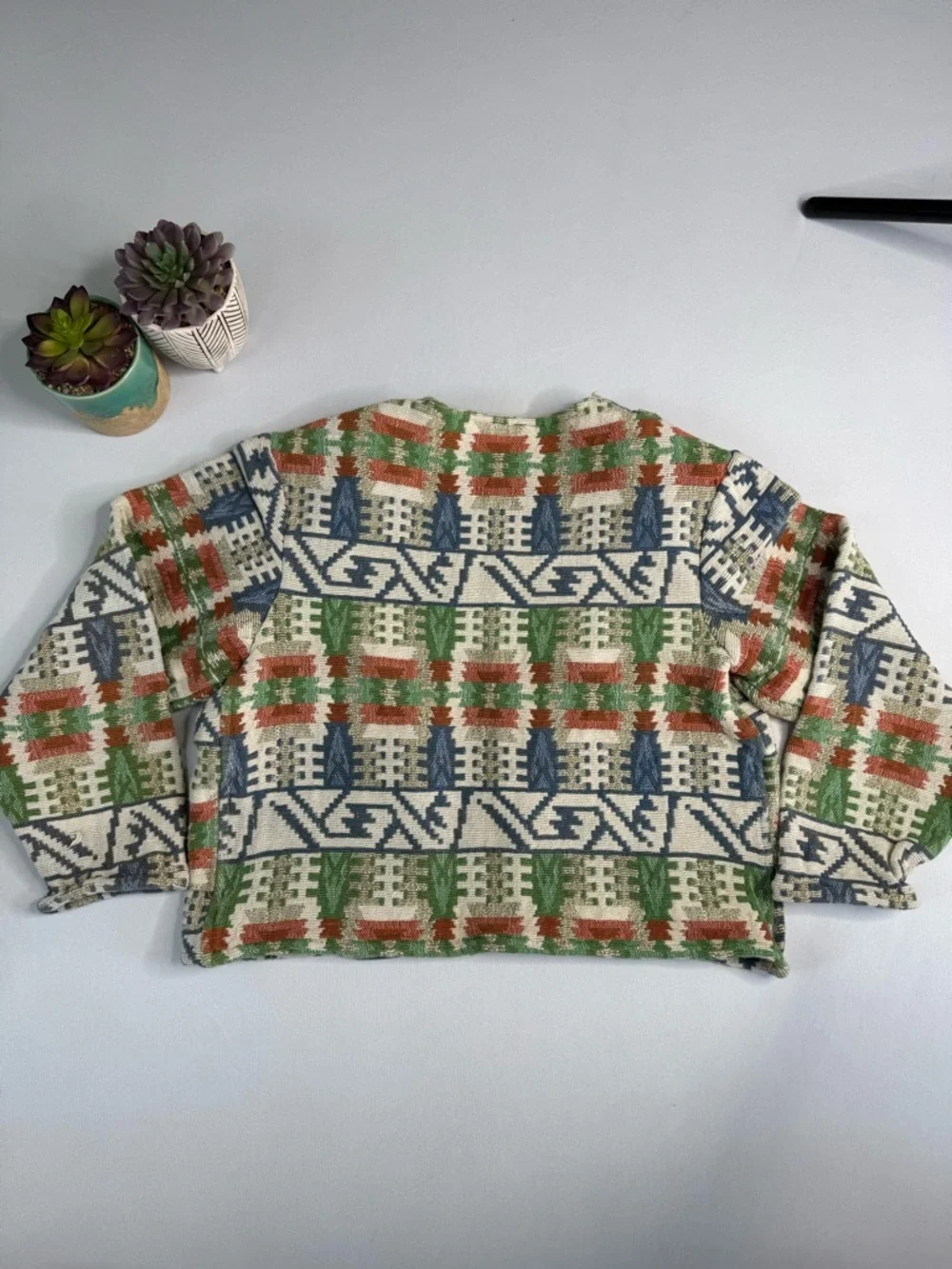 Scully since 1906 Vintage Cream Bolero Green, Blue & Rust Aztec Inspired Western - Picture 8 of 8